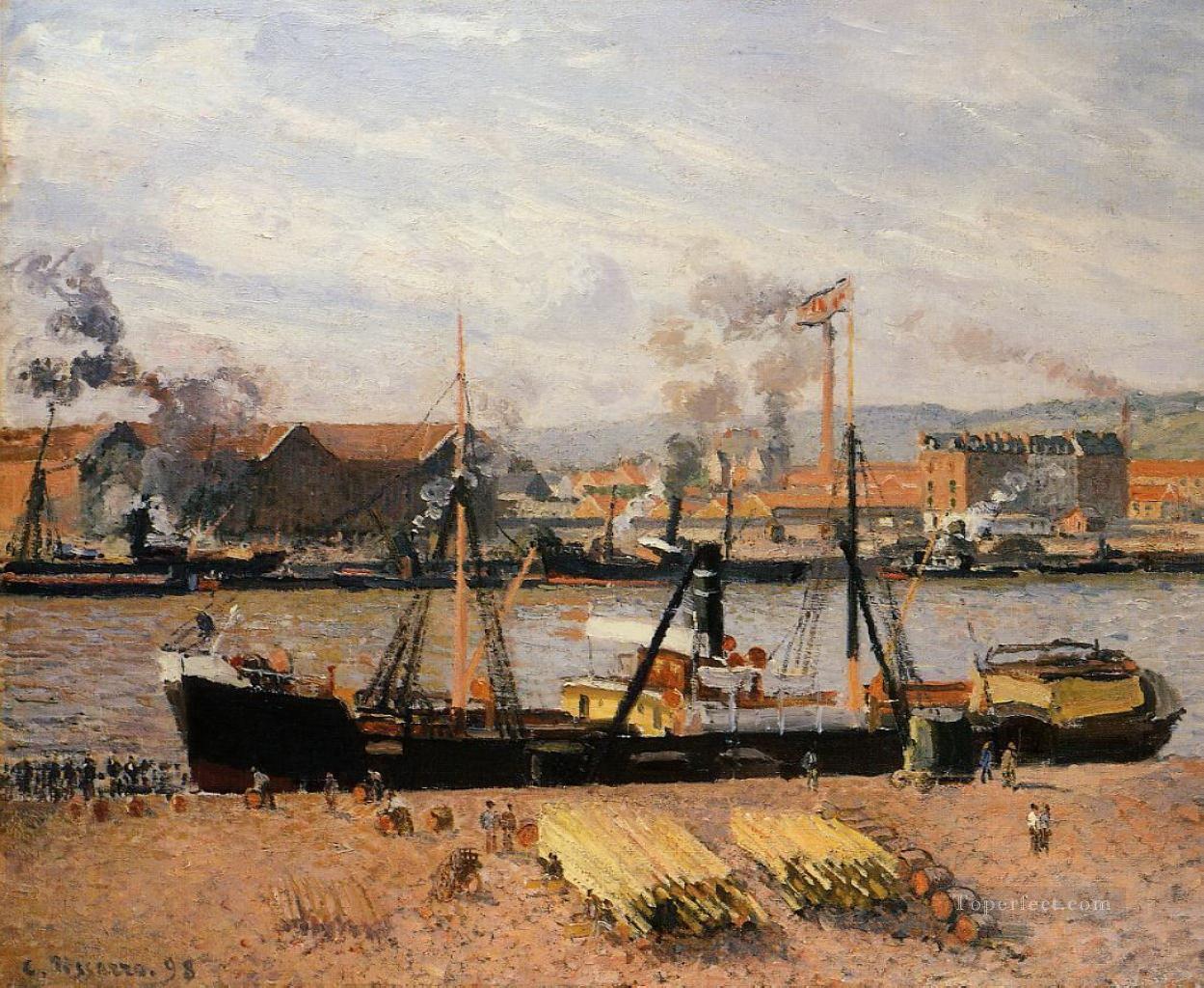 ルーアン港で木材を降ろす 1898年 カミーユ・ピサロ油絵